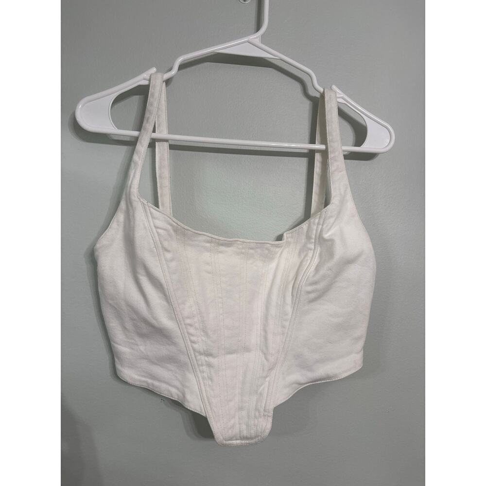 ZARA White Corset Top Structured Bustier Crop Tank Size Medium